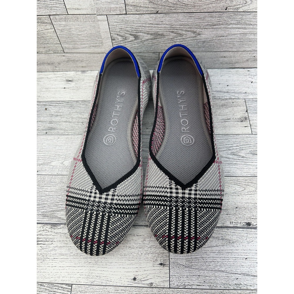 Rothy's Women's Plaid Slip-On Flats in Black and Gray